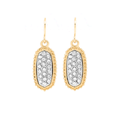 Tiny Gold clear Bling Oval Earrings with Gold Border