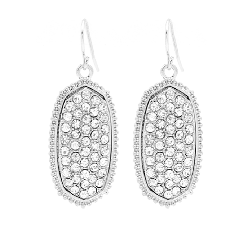 Small Bling Oval Earrings with Silver Border