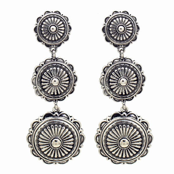 CONCHO Silver Western Triple Drop Earrings  Shop Southern Charm