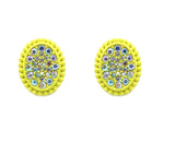 * Neon Yellow Oval Bling AB Large stud earrings