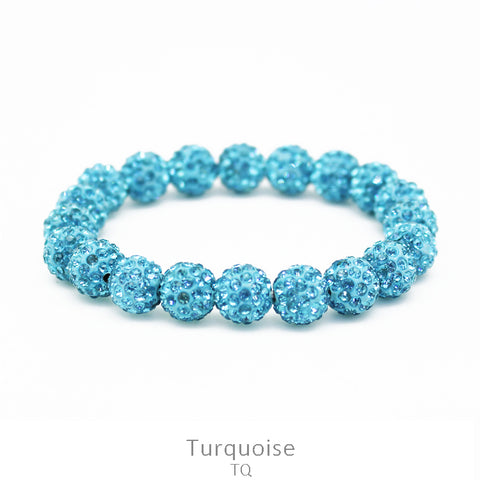 Turquoise Rhinestone Paved Beaded Stretch Bracelet