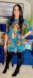Small* Turquoise Leopard Flutter Tunic