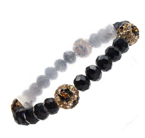 * Black & Bling Leopard Crystal Stretch Bracelet