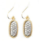 Tiny Gold clear Bling Oval Earrings with Gold Border