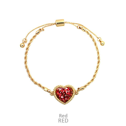 Red Glitter Heart Gold Bracelet