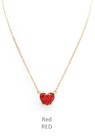 Tiny Red Glitter Heart Pendant Necklace