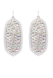 Light Weight Silver Oval Earrings with Beautiful BLING AB Rhinestones