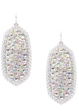 Light Weight Silver Oval Earrings with Beautiful BLING AB Rhinestones