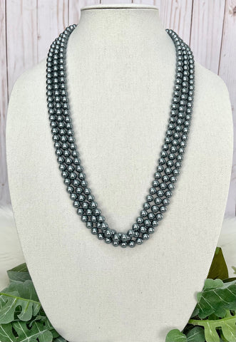 Grey Pearl 70" Long Layering Necklace
