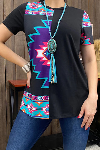Black Top with Half Purple Tribal Design