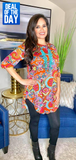 S-M-L: Orange and Pink Paisley Scoop Tunic